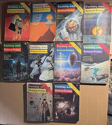 LOT OF 10 vintage 1975-1976 FANTASY AND SCIENCE FICTION digest magazines