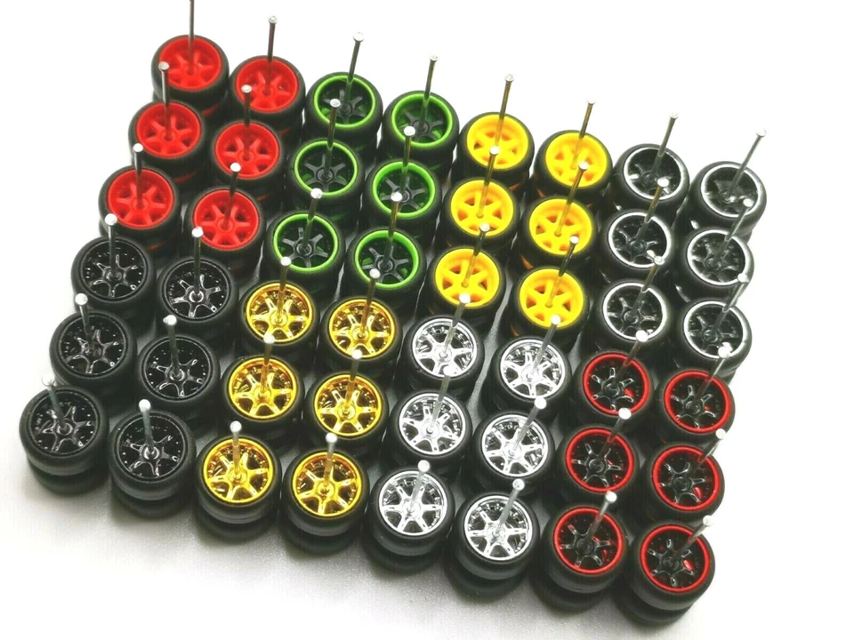 Hot Wheels 6 Speichen Gummireifen 24 Sets (8 Farben) MIX für JDM 1:64 - Bild 3 von 4