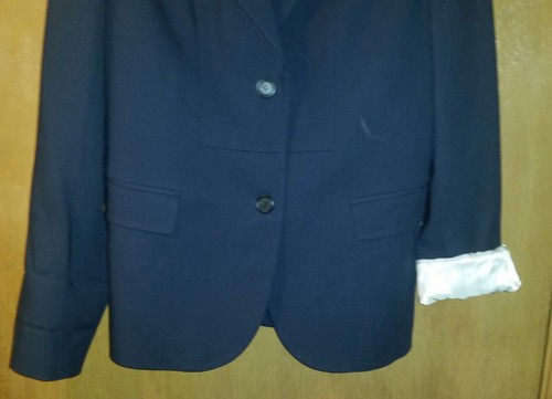AUTHENTIQUE veste blazer de carrière doublée laine vierge bleu marine Prada taille boutiques 44