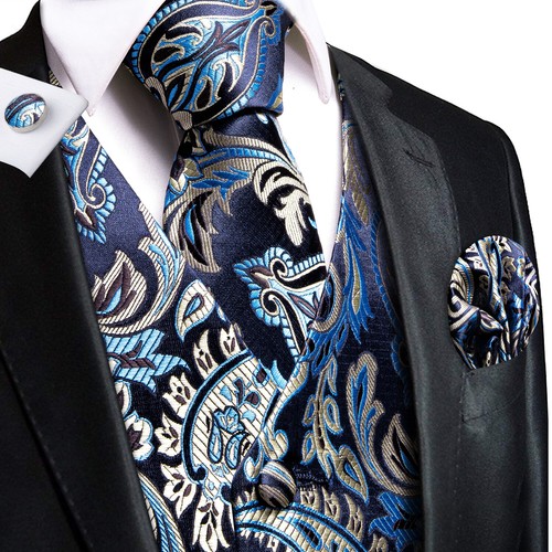 50 Colors Mens Vest Sleeveless V-Neck Pockets Waistcoat Without Tie Set Wedding - Picture 122 of 209