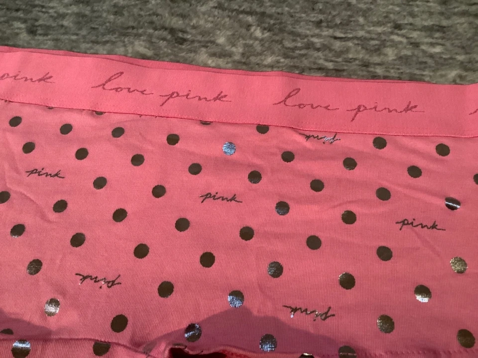 Calcinha masculina Victoria's Secret rosa bling prata ponto folha dália rosa G GG - Imagem 3 de 4