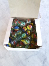 Biglie Vetro Multicolore 5 Varianti Scatola Vintage Originale 100 Palline 