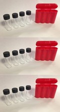 3 VIAL Carring CASE Holder Protector + 12 1 ozt GOLD VIALS Storage Vault RED