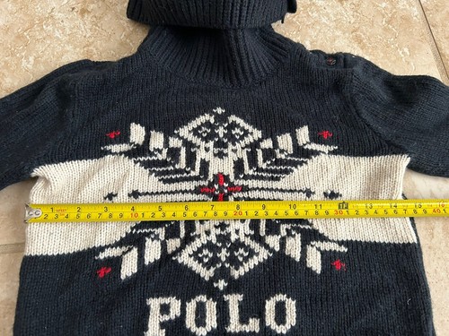 Polo RALPH LAUREN Kids MEDIUM 7 Black Sweater SNOWFLAKE Unisex Boys Girls - Picture 7 of 8