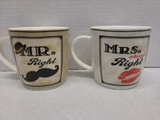 Mr. Right And Mrs. Always Right Coffee Mugs Ceramic Easylifedesigns 3.5" Tall 