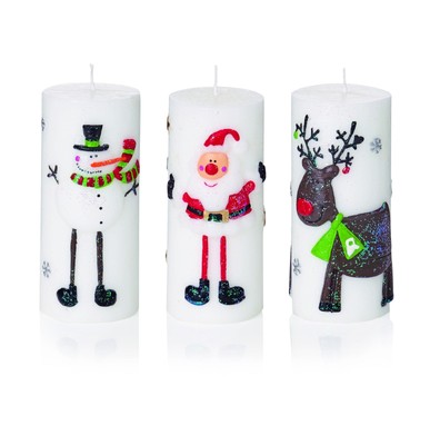 Christmas Decoration Christmas Pillar Candles Snowman Santa Reindeer New Ebay