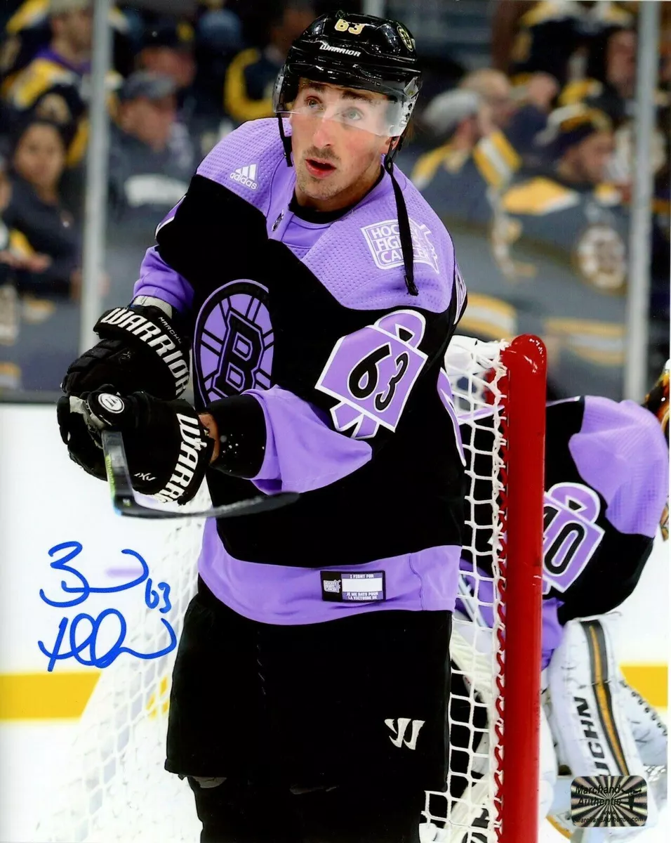 Brad Marchand Boston Bruins Signed Hockey Fights Cancer Warm Up Jersey 8x10  V