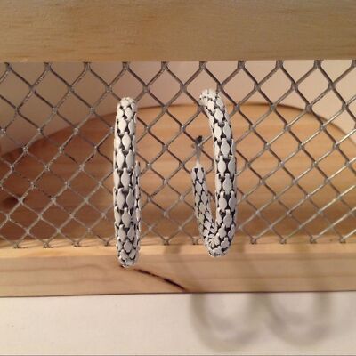 White Medium Hoop Fashion Pierced Earrings 2''