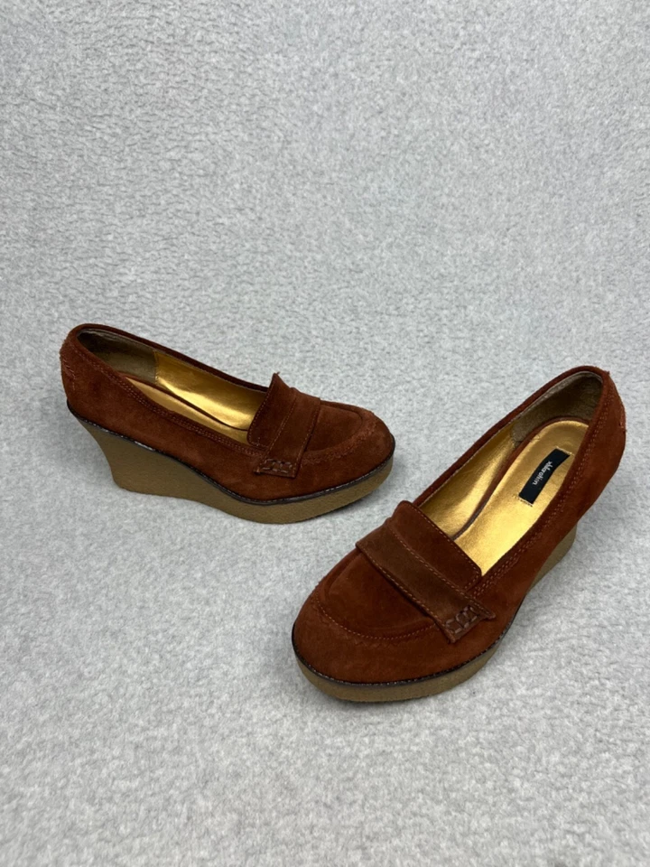 y2k 90-х Xhilaration женщин замши кожаные туфли на платформе на танкетке мокасины 8,5 коричневый - Изображение 2 из 4