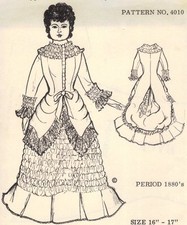 Period DOLL DRESS PATTERN fits 16 - 17" Victorian German French