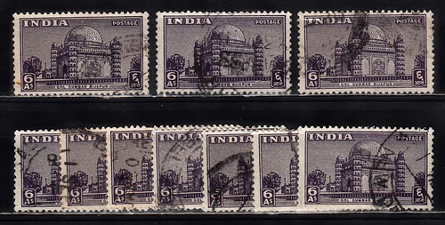 INDIA 1949 TOMB OF ADIL SHAH 6a VALUE WHOLESALE LOT SCOTT 215 USED
