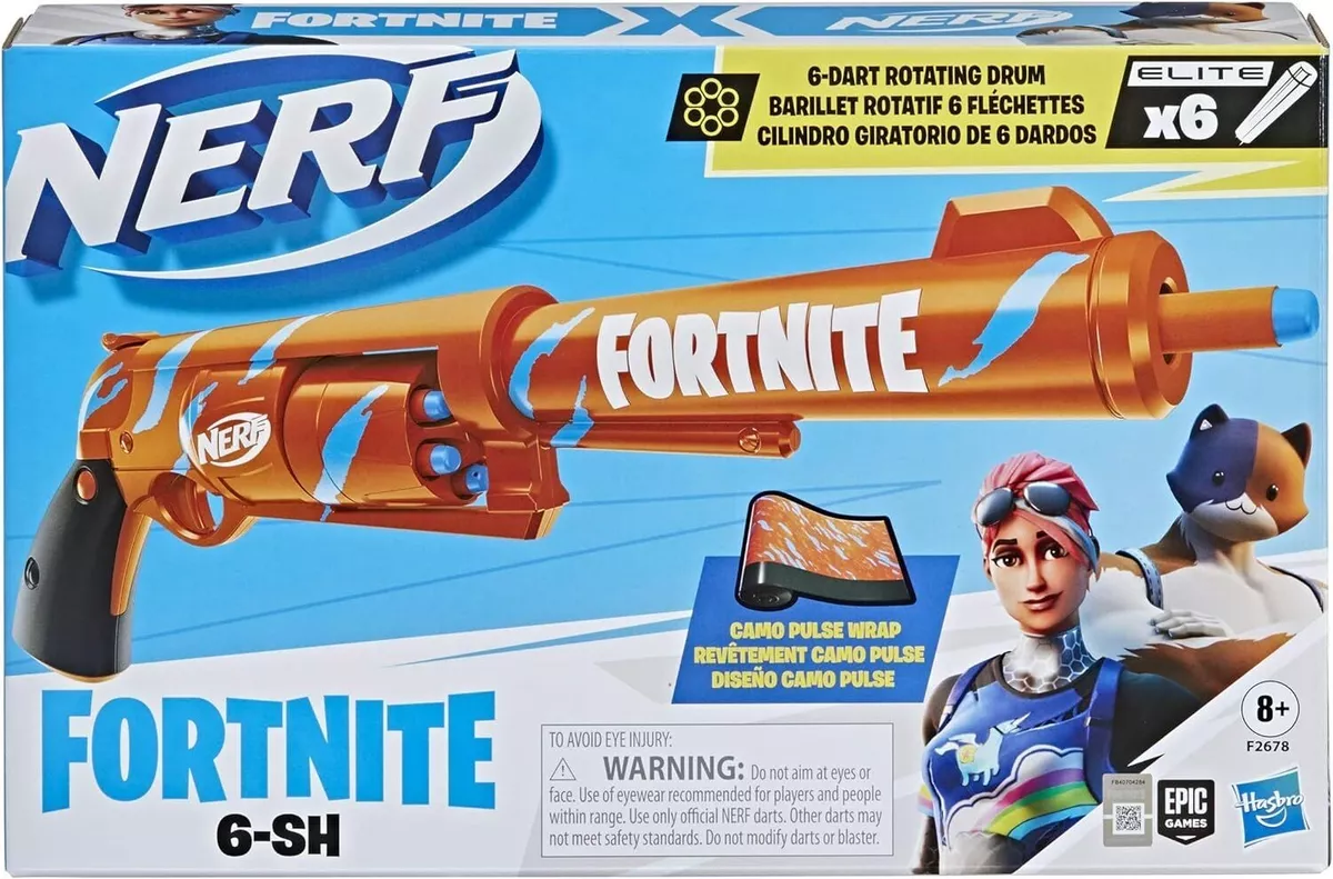 Nerf Fortnite BASR-R Blaster - 6 Official Nerf Darts 