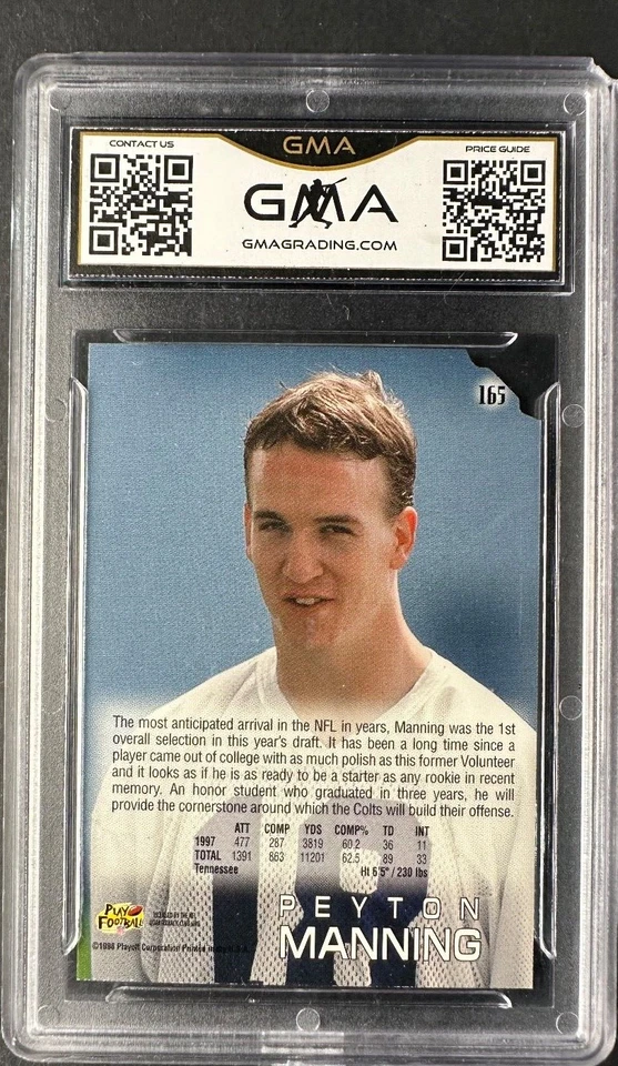 1998 PLAYOFF ABSOLUTE PEYTON MANNING RETAIL #165 GMA 9 - Image 2 of 2