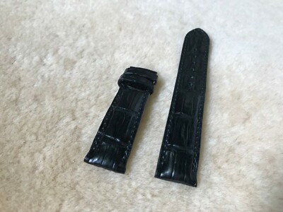 20mm/18mm Black Alligator Crocodile Embossed Leather Watch Strap Band
