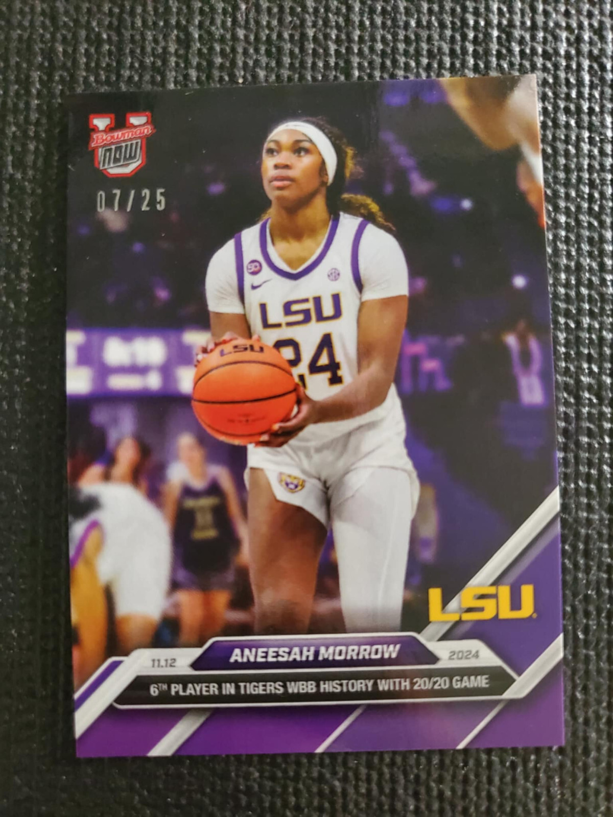 Aneesah Morrow LSU 2024-25 Bowman U NOW Basketball Card 10 Purple Parallel 7/25