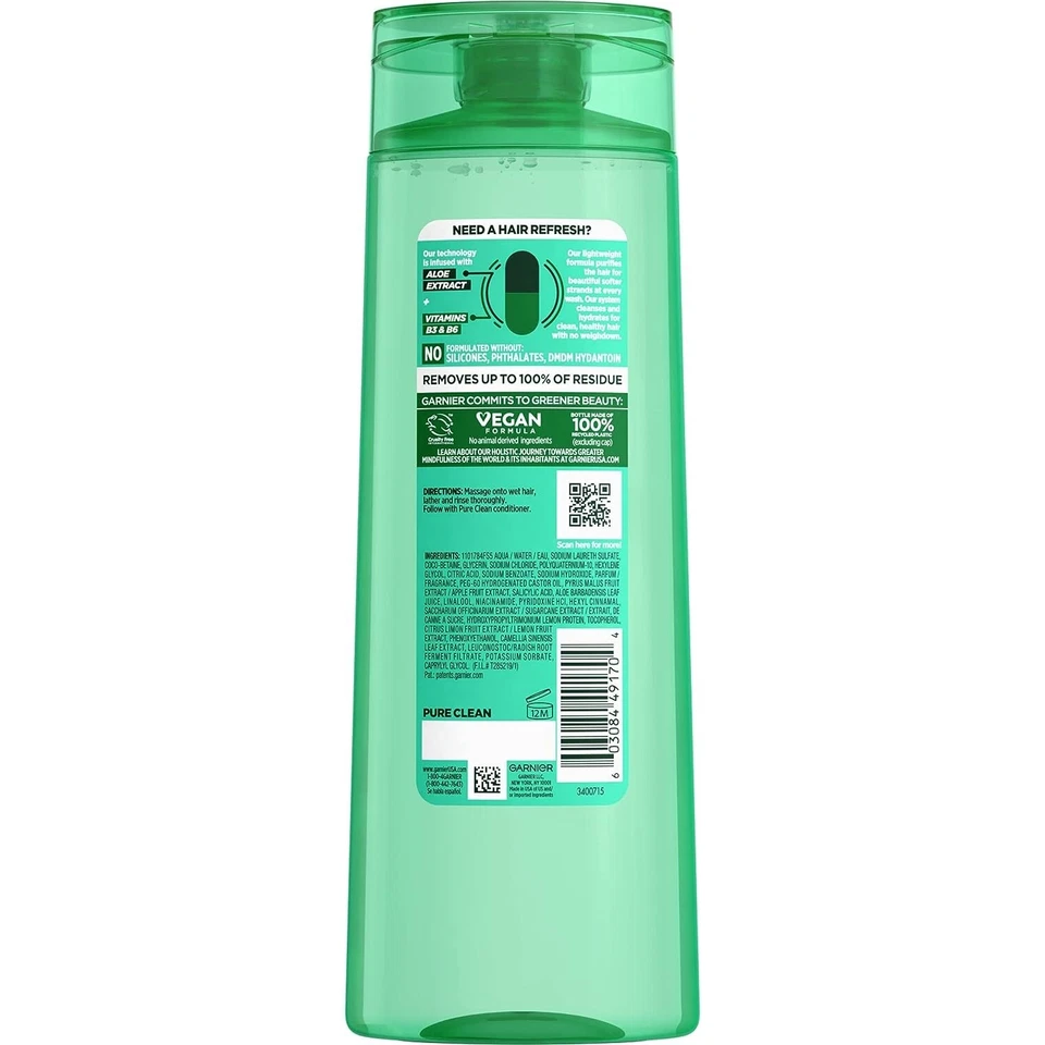 Garnier Fructis Pure Clean Purifying Shampoo, Silicone-Free, 12.5 Fl Oz - Image 2 of 4