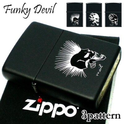 ビンテージ 60s デビル　悪魔　ZIPPO アドバタイジング　ライター　スカル Zippo Oil Lighter Funky Devil Skull Matte Black Regular Case Brass