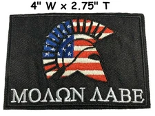 Molon Labe USA Flag Patch Embroidered Iron-on Applique Military Spartan Crest
