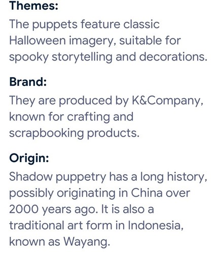 Halloween K&Company Spooky Halloween Shadow Puppets NEW - Picture 6 of 6