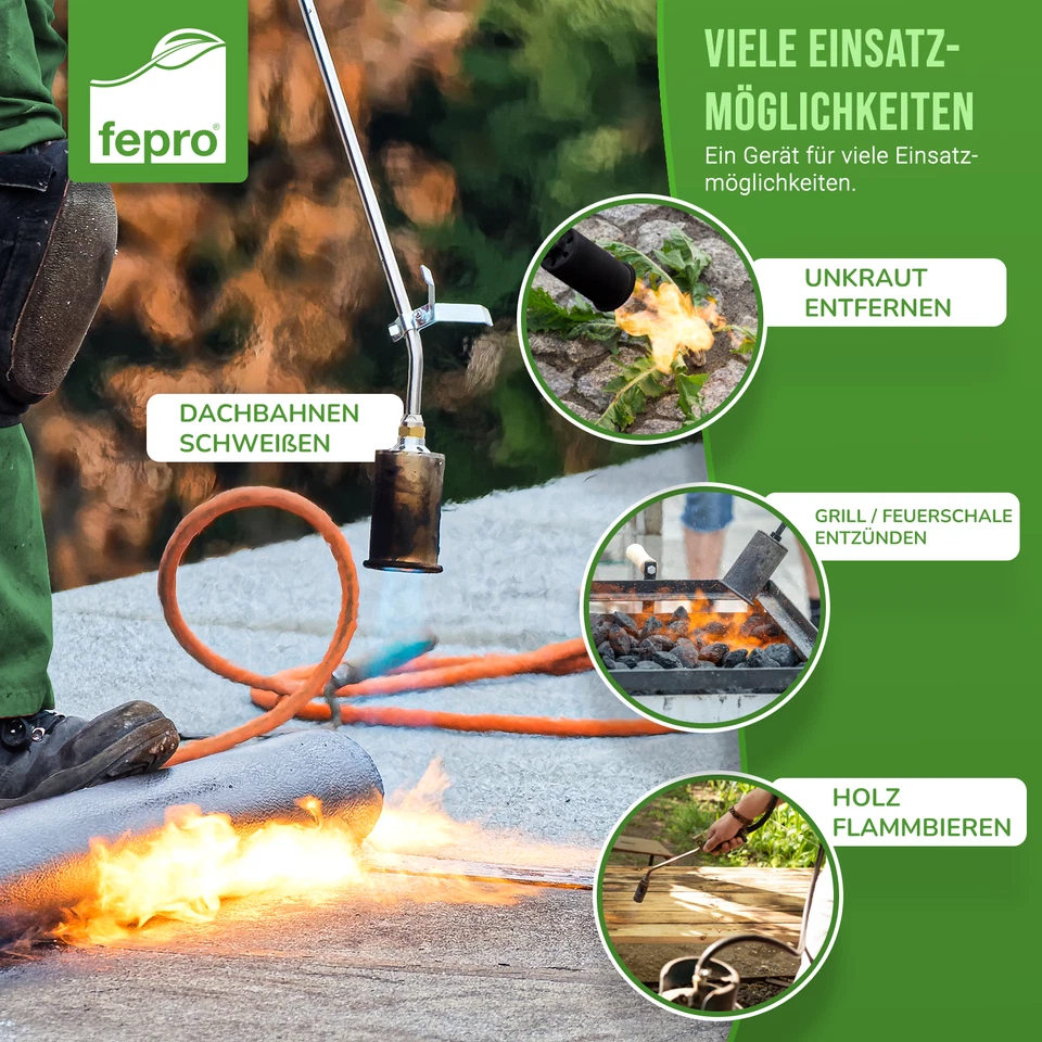 Gasbrenner Abflammgerät Unkrautvernichter Brenner Dachbrenner 58KW - Bild 4 von 4