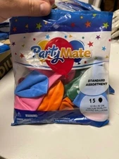PartyMate Standard Assortment Pack of 15 12" Latex Balloons New!!!