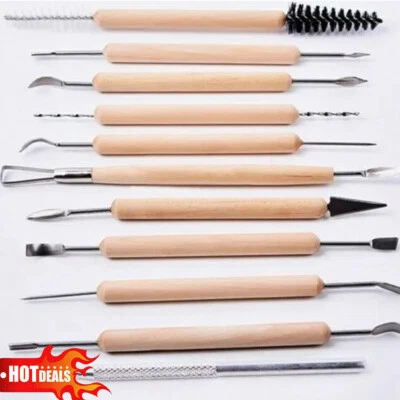 QNGENET 11X Clay Pottery Tool Carving Modeling Ceramic Wood Tools Sculpting Craft UK