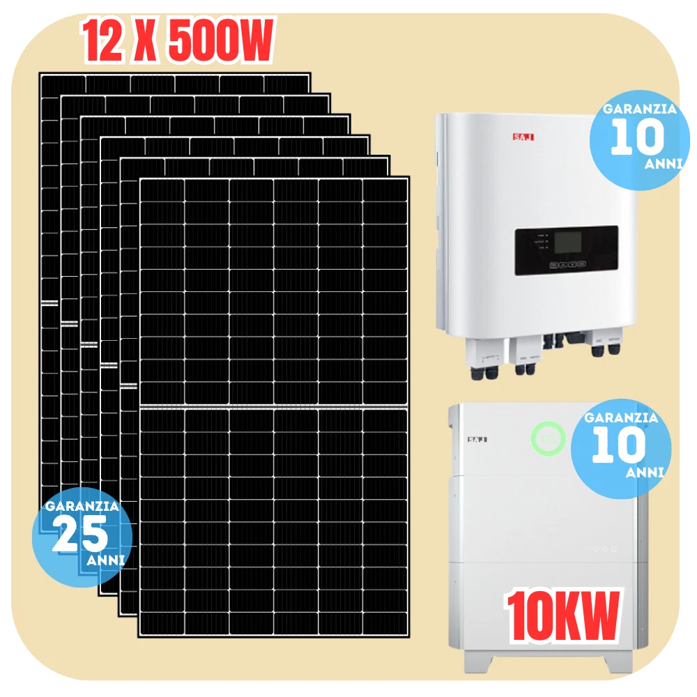 Kit Fotovoltaico 6kW Con Batteria LiFePo4 51,2V 200Ah 10,24 KWh - Foto 3