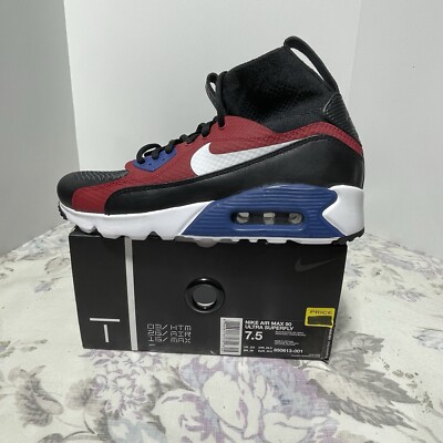 NIKE Air Max 90 SuperFly Black White Red Blue Running Training Shoes NEW Men 7.5
