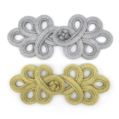 5-Pack Large Chinese Knot Frog Closure Button Embroidery frog Fastener Sew Gold