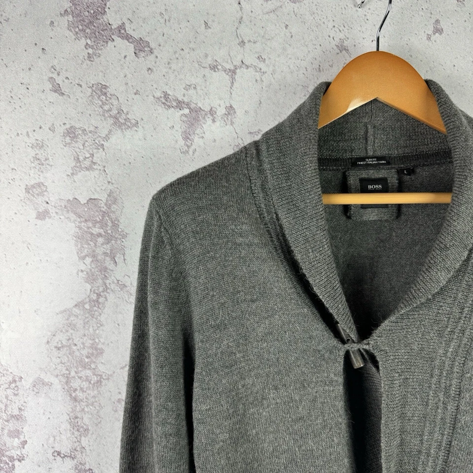 Cárdigan de lana Hugo Boss vintage para hombre gris manga larga lujo talla L Foto 2 de 4