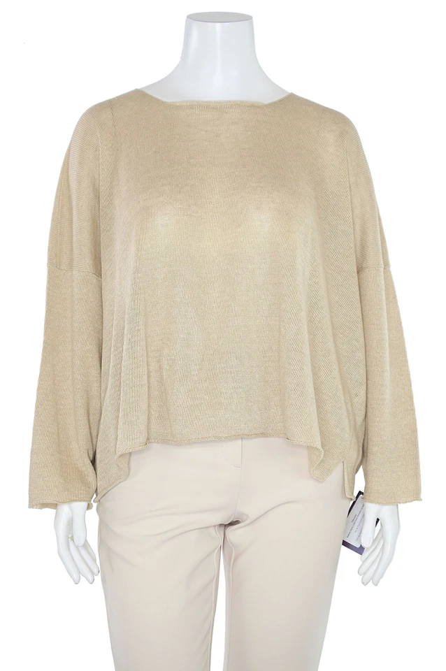 Eskandar Bateau шеи коробка вырез льняной вязаный свитер в натуральный sz 1SZ - Изображение 2 из 4