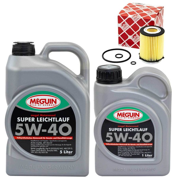MotoröL Set 5W-40 Vollsynth Meguin 6 Liter + ÖLfilter FüR Mercedes B-Klasse CLA-image