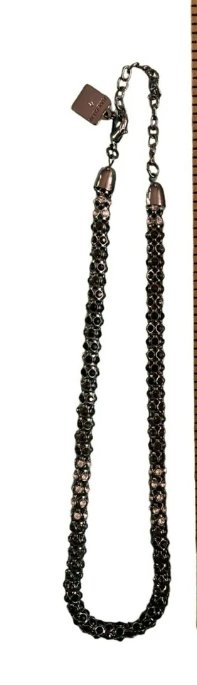 Collar Ann Klein Negro Gunmetal Estrás Circonita Cúbica Ajustable 16-18 pulgadas Foto 3 de 3