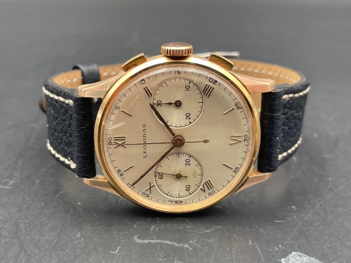 Vintage Leonidas Pre-Heuer Big Eye 18kt Pink Gold Val.23