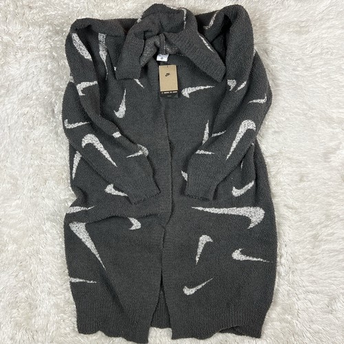 Nike Sportswear Phoenix Cozy Loose Long Knit Cardigan Light Orewood Brown Medium - Picture 5 of 8