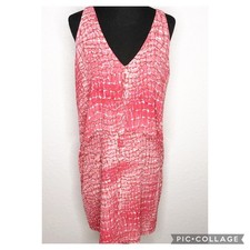 WHBM pink white open back layered top sleeveless dress
