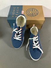 Vionic Beach Stinson Men's Casual Navy Canvas Sneakers with Orange Eyelets, Size