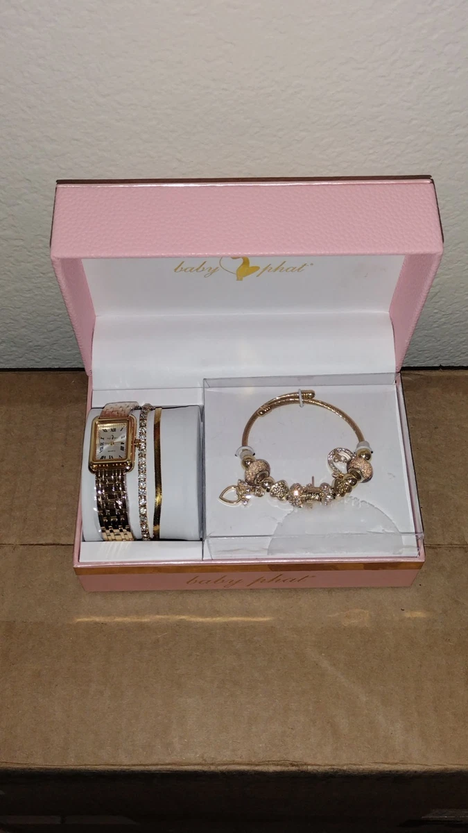 BABY PHAT WATCH SILVER TONE RHINESTONES BABY PHAT BRACELET WATCH SET NEW Baby Phat Blue Face Woman main image 2