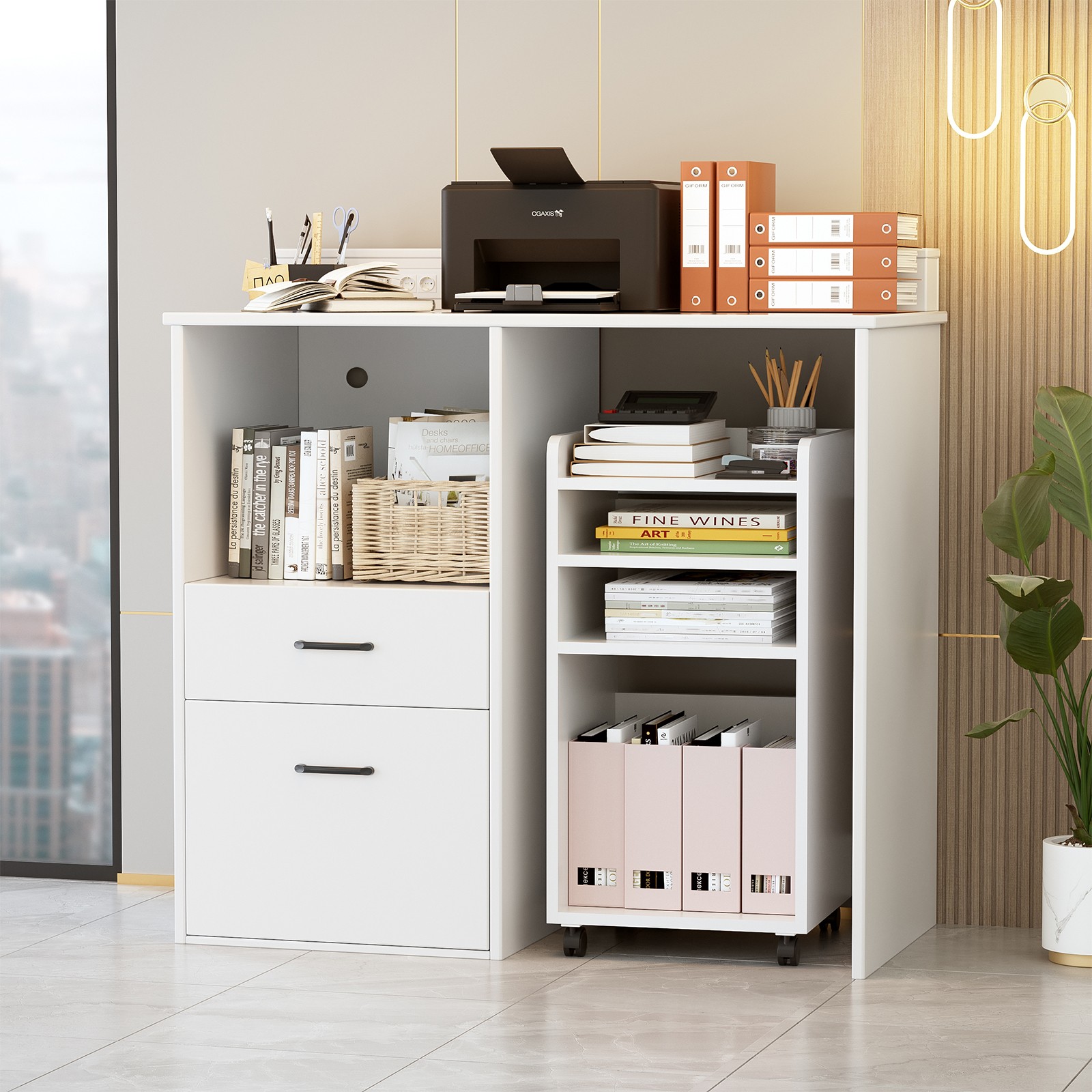 Küchenschrank Mini-Kühlschrankschrank,Buffetschrank mit Steckdosen für Küche