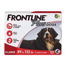 Frontline Plus Flea Tick Spot Treatment for X-Large Dogs, 89-132 lbs, 8 Count