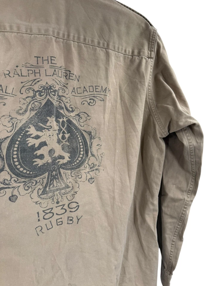 Camisa masculina de rugby Ralph Lauren manga longa cáqui grande algodão com botões - Imagem 4 de 4