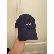 Vineyard Vines Navy Baseball Cap with American Flag Whale Embroidery
