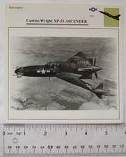 Curtiss Wright XP-55 Ascender - USA - Interceptor - Collectors Club Card