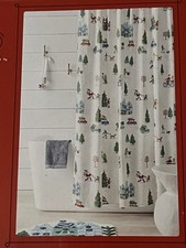 NWT Target Wondershop Green Tree Shower Curtain Viral Christmas Forrest White