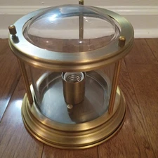 Hinkley Hadley Retro Nautical Flush Mount Ceiling Light - Brushed Bronze Glass