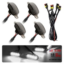 4PCS Car Front Grille Light, Bright Amber Lens LED Grill 4pcs Black White