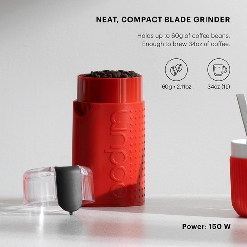 Bodum Bistro Electric Blade Coffee Grinder, Red 2.1oz, - Picture 2 of 4