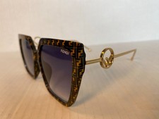FENDI Sunglasses Baguette Square Havana Brown Lense