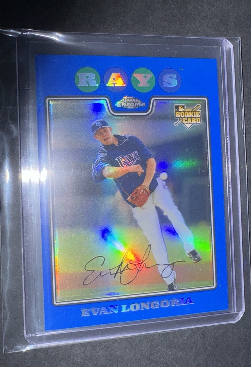 Evan Longoria 2008 Topps Chrome #193 Blue Refractor (RC) SP Rays Rookie RARE