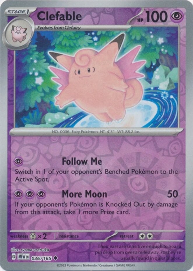 Clefable - 036/165 - Uncommon - Reverse Holo - Near Mint